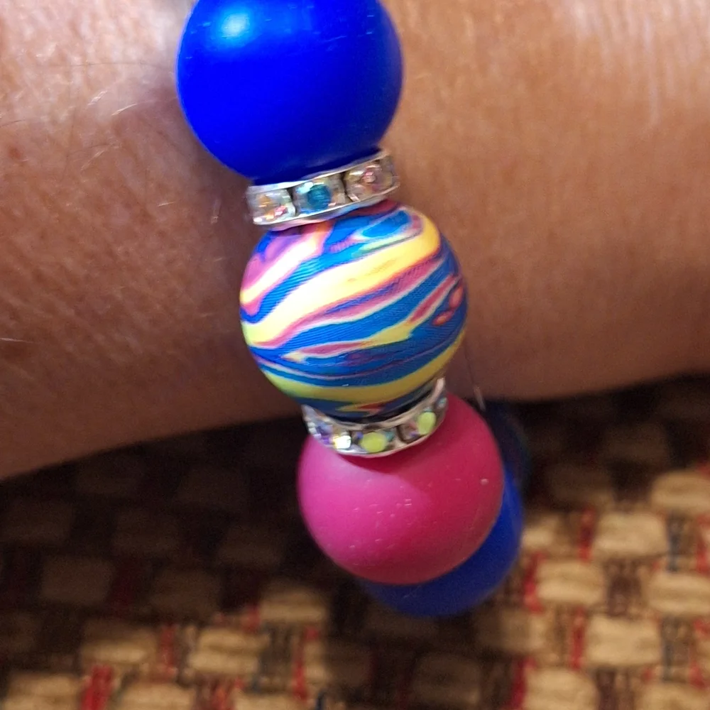 Handcrafted Homemade Artisan Silicone Bead Keychain Bracelet Wristlet